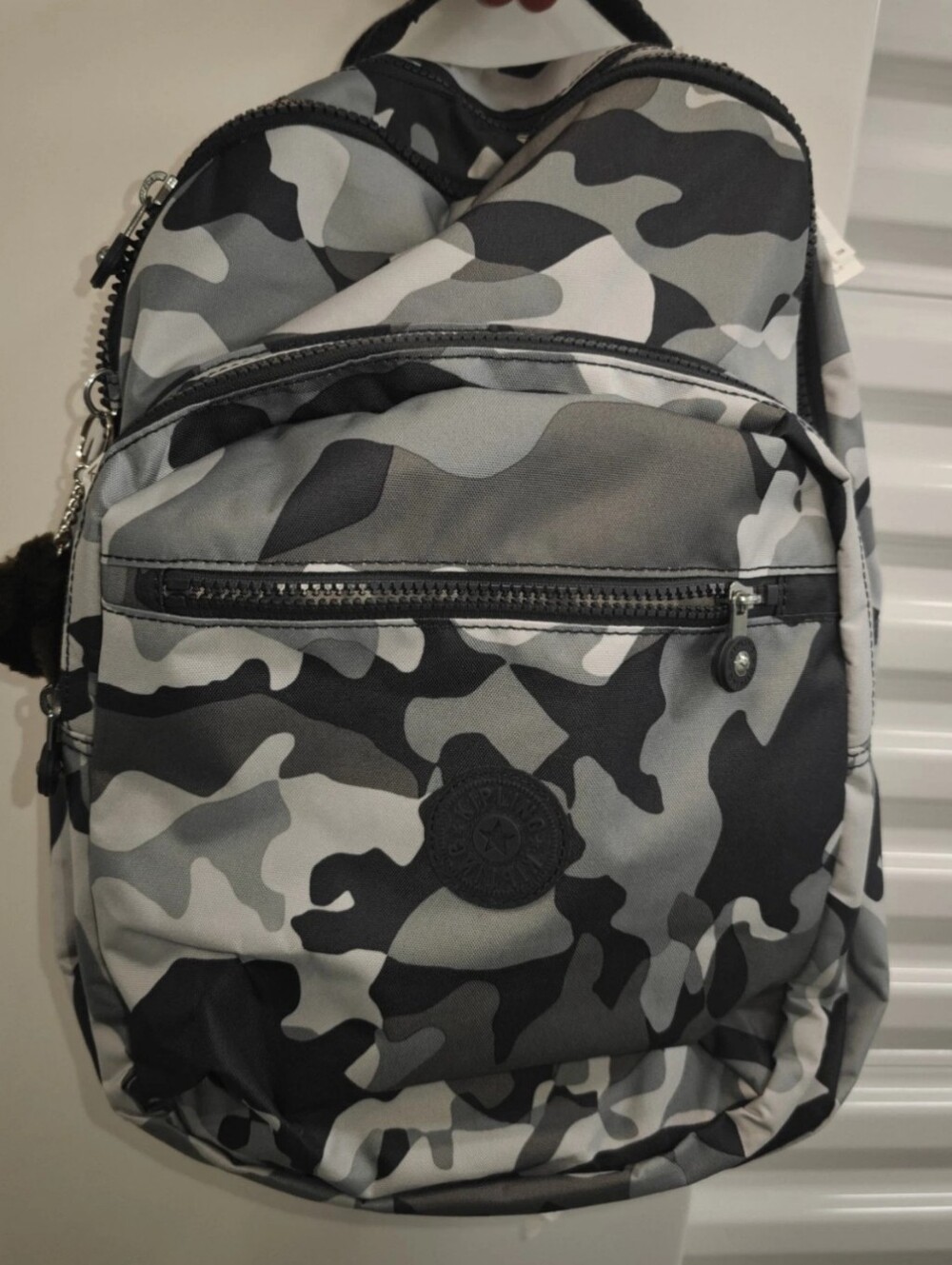 Kipling Seoul Large 17" H Backpack w Laptop Sleeve Cool Camo Grey KIB2P7